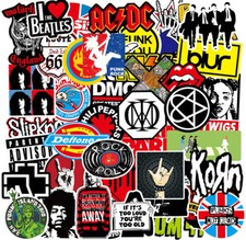 Listing image for 100 Rock Stickers Lot Heavy Metal Punk Band Music Guitar Car Decals Skateboard