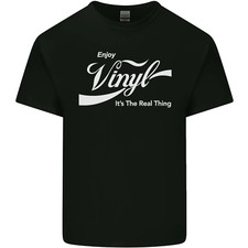 Listing image for Enjoy Vinyl DJ DJing Decks Turntable Funny Mens Cotton T-Shirt Tee Top