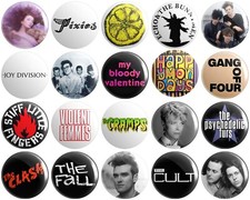 Listing image for 20 x Alternative 80s Bands BUTTON PIN BADGES 25mm 1 INCH Various Artists Music