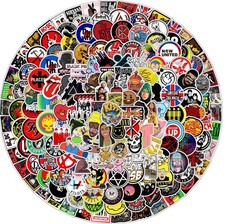 Listing image for 200 X Rock Stickers Lot Heavy Metal Punk Band Music Guitar Car Decals Skateboard