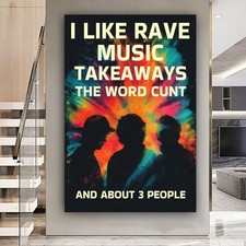 Listing image for Rave Music 90's like 3 People Canvas Picture-Framed Print-Poster Paper-Wall Art