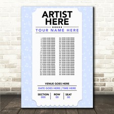 Listing image for Concert Setlist Poster Print Canvas Concert Ticket - Any Artist Date Gig Venue