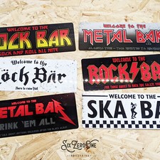 Listing image for ROCK BAR Welcome Metal Sign Pub Bar Vintage Wall Plaque Garage Tin Various music