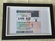 Listing image for LIVE AID 1985 Wembley Stadium London framed ticket embossed hammered print 10.99
