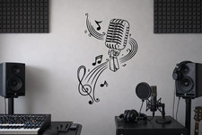 Listing image for Microphone Music Notes Vinyl Wall Art Sticker Decal Home Decor Crafts MU26