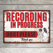 Listing image for Quiet Recording Studio Sign Indoor/Outdoor Wall Art Gift Room Decor Metal Plaque