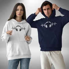 Listing image for Headphones Heartbeat Adult Hoodie Funny Music DJ Producer House Small to 3XL