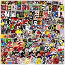 Listing image for 200 Rock Stickers Metal Punk Bands Guitar Amp Music Decal Stickerbomb Skateboard