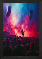 Listing image for Concert Crowd with Guitarist on Sta Framed Wall Art Poster Canvas Print Picture