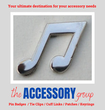 Listing image for New Music Musical Notes Logo silver pin badge metal enamel tie pin