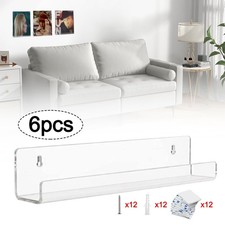 Listing image for 6 Pack Vinyl Record Album Wall Mount Display Shelf Acrylic Clear Home Decor