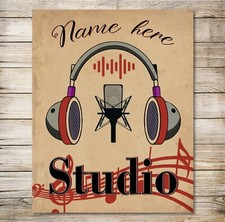 Listing image for PERSONALISED MUSIC STUDIO Custom Sign Vintage style Music Decor Metal Plaque
