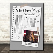 Listing image for Concert Setlist Poster Print Canvas Doodle - Any Artist, Date, Gig, Venue