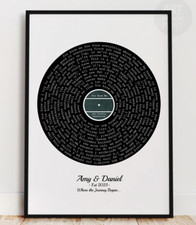 Listing image for Personalised Song Lyrics Vinyl Record Wall Art LP Print - Digital Or A4 Print
