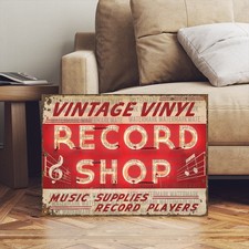 Listing image for Vintage Record Shop Sign, Vinyl Albums, Record Collector Sign, LP's