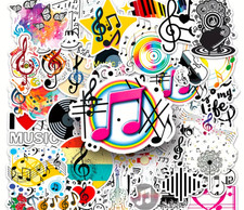 Listing image for 50x Glossy Music Note Stickers For Laptop Guitar Scrapbooking Sticker Bomb Pack