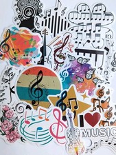Listing image for 15x Glossy Music Note Stickers For Laptop Guitar Scrapbooking Sticker Bomb Pack