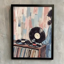 Listing image for Retro Vinyl Record Abstract Pastel Colours Music Theme Wall Decor 1 Art Print Po