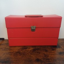 Listing image for Large Vintage Cassette Vynal Case Red Retro Storage Box.