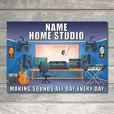 Listing image for PERSONALISED Home Studio Sign Music Room Custom Gift Recording Metal Plaque