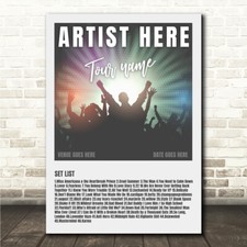 Listing image for Concert Setlist Poster Print Canvas Music Concert - Any Artist, Date, Gig, Venue
