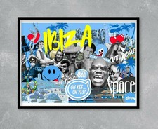 Listing image for Ibiza History print. Dance Music Space Wall Artwork Art Carl Cox poster Club
