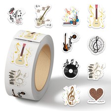 Listing image for 500pcs/roll Guitar Music Notes Instrument Stickers Guitar Decals DIY Bunlde Sale