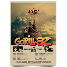 Listing image for Gorillaz Tour Poster The Mountain Tour Poster 2026 London All Dates Print A5-A3
