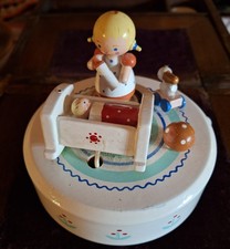 Listing image for Vintage Sevi Mother And Baby Brahms Lullaby Music Box Wooden