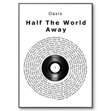 Listing image for Oasis Music Poster, Half The World Away Vinyl Poster, Oasis Print, A4 Wall Art