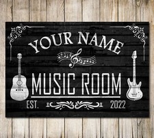 Listing image for PERSONALISED Music Room Sign Studio Gift Father Home Decor Musician Metal Plaque