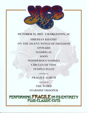 Listing image for Yes band Fragile Tour Setlist Poster - Roger Dean design - Charleston SC 2025