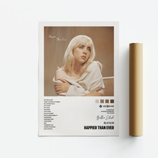 Listing image for Billie Eilish, Happier Than Ever, Album Art Poster, Print, Music, Tracklist