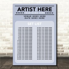 Listing image for Concert Setlist Poster Print Canvas Blue - Any Artist, Date, Gig, Venue